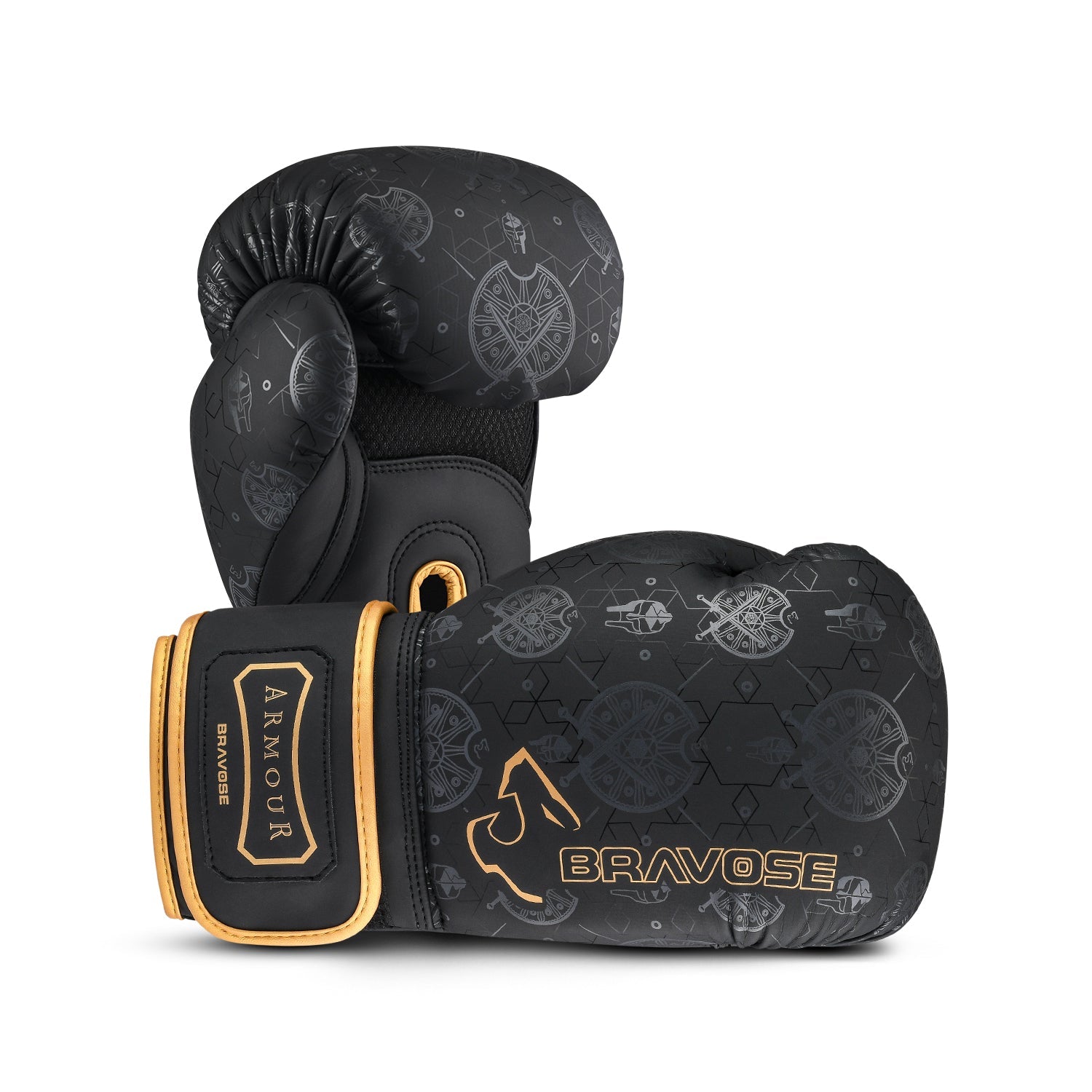 FitVora™ x Bravose: Armour 2.0 Boxing Gloves - Matte Black & Gold