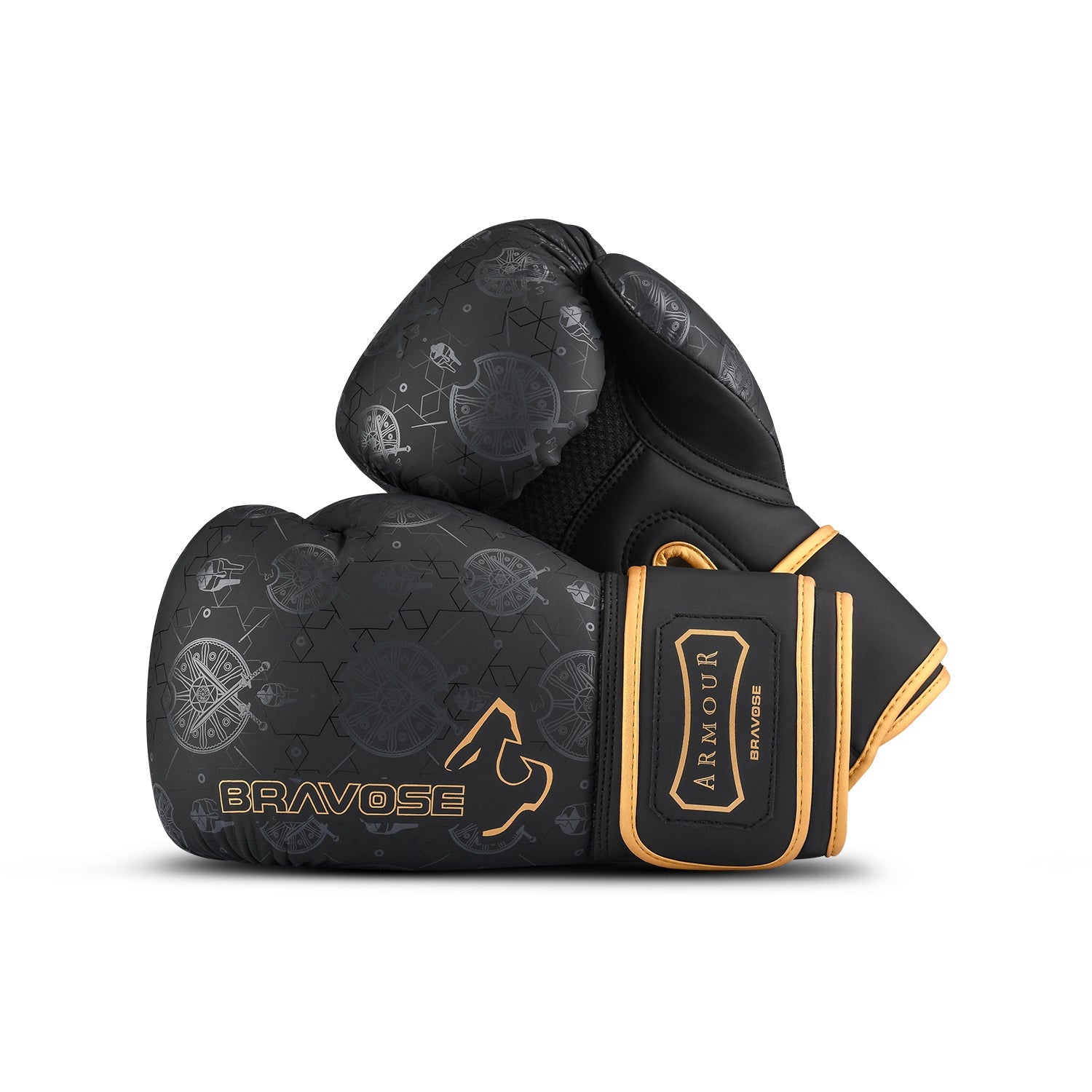 FitVora™ x Bravose: Armour 2.0 Boxing Gloves - Matte Black & Gold