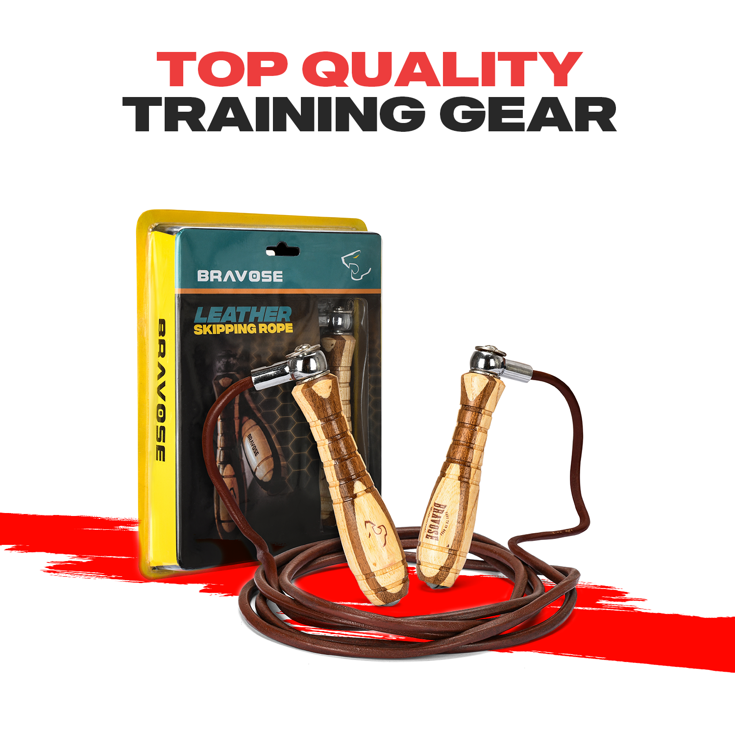 FitVora™ x Bravose: Pro Leather Skipping Rope - Classic Wooden Handles