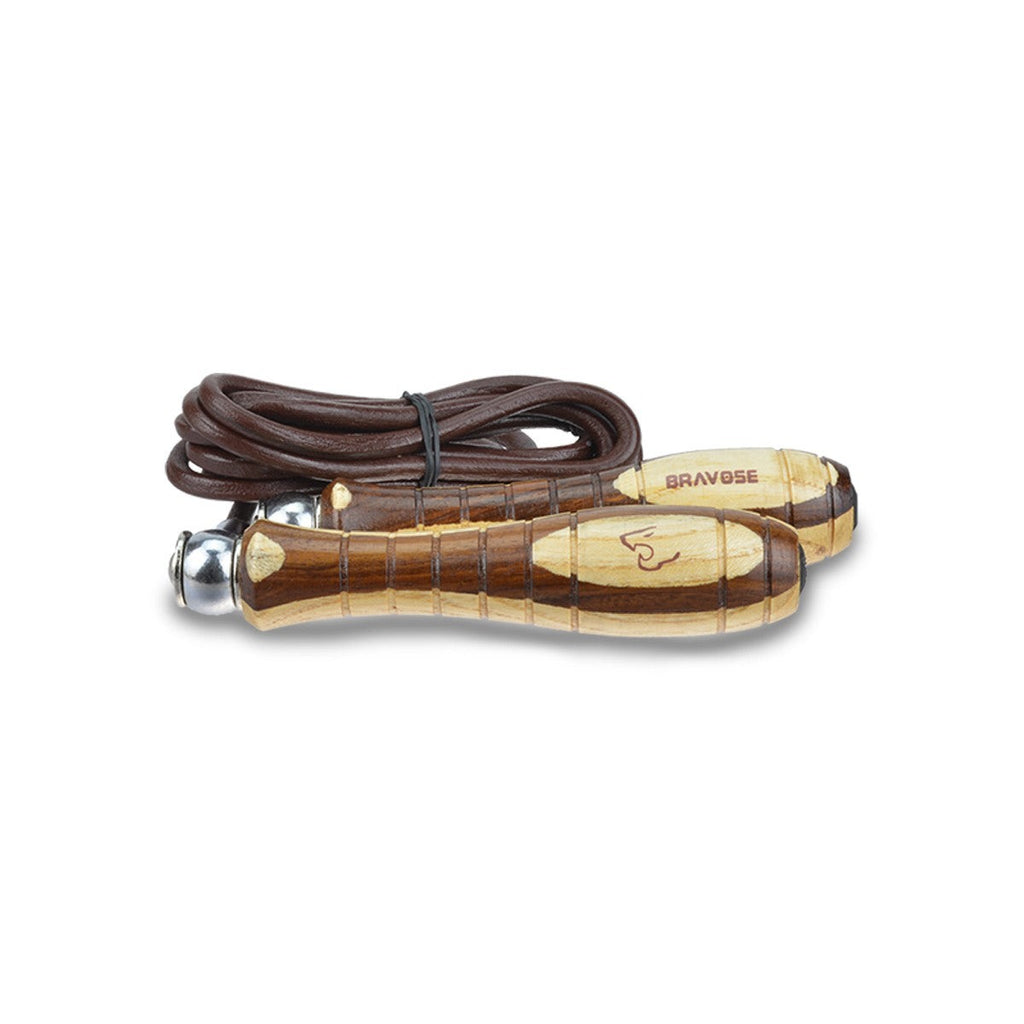 FitVora™ x Bravose: Pro Leather Skipping Rope - Classic Wooden Handles