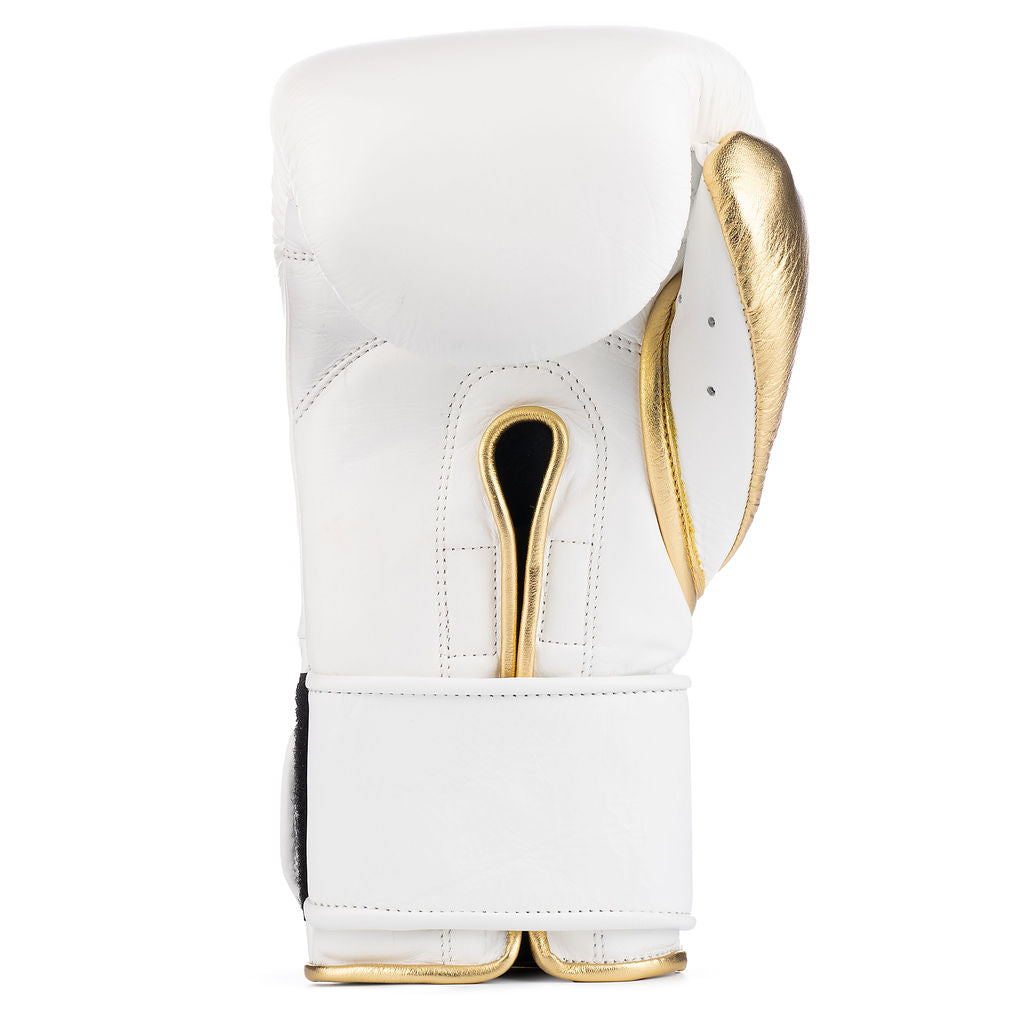 FitVora™ x Bravose: Elite Pro 2.0 Leather Boxing Gloves - White & Gold Edition