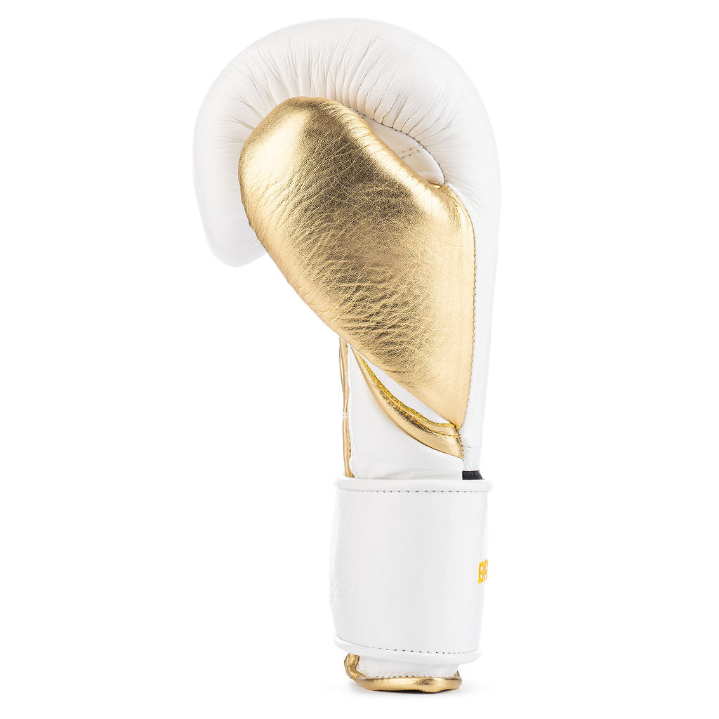 FitVora™ x Bravose: Elite Pro 2.0 Leather Boxing Gloves - White & Gold Edition