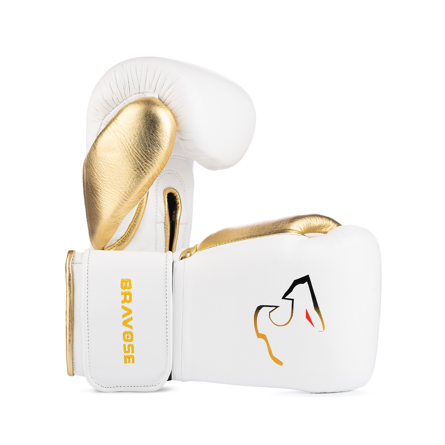 FitVora™ x Bravose: Elite Pro 2.0 Leather Boxing Gloves - White & Gold Edition